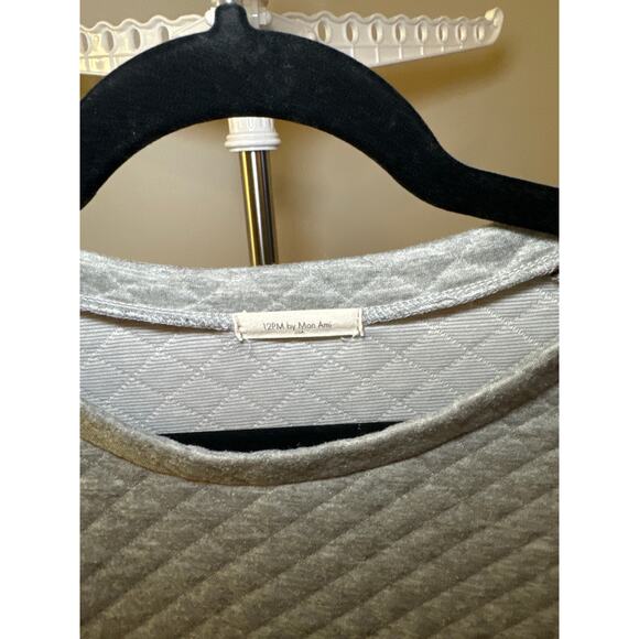 Grey 12PM by Mon Ami Gray sweater Quilted Elbow Patch Sweatshirt Women's Size M - Picture 2 of 6